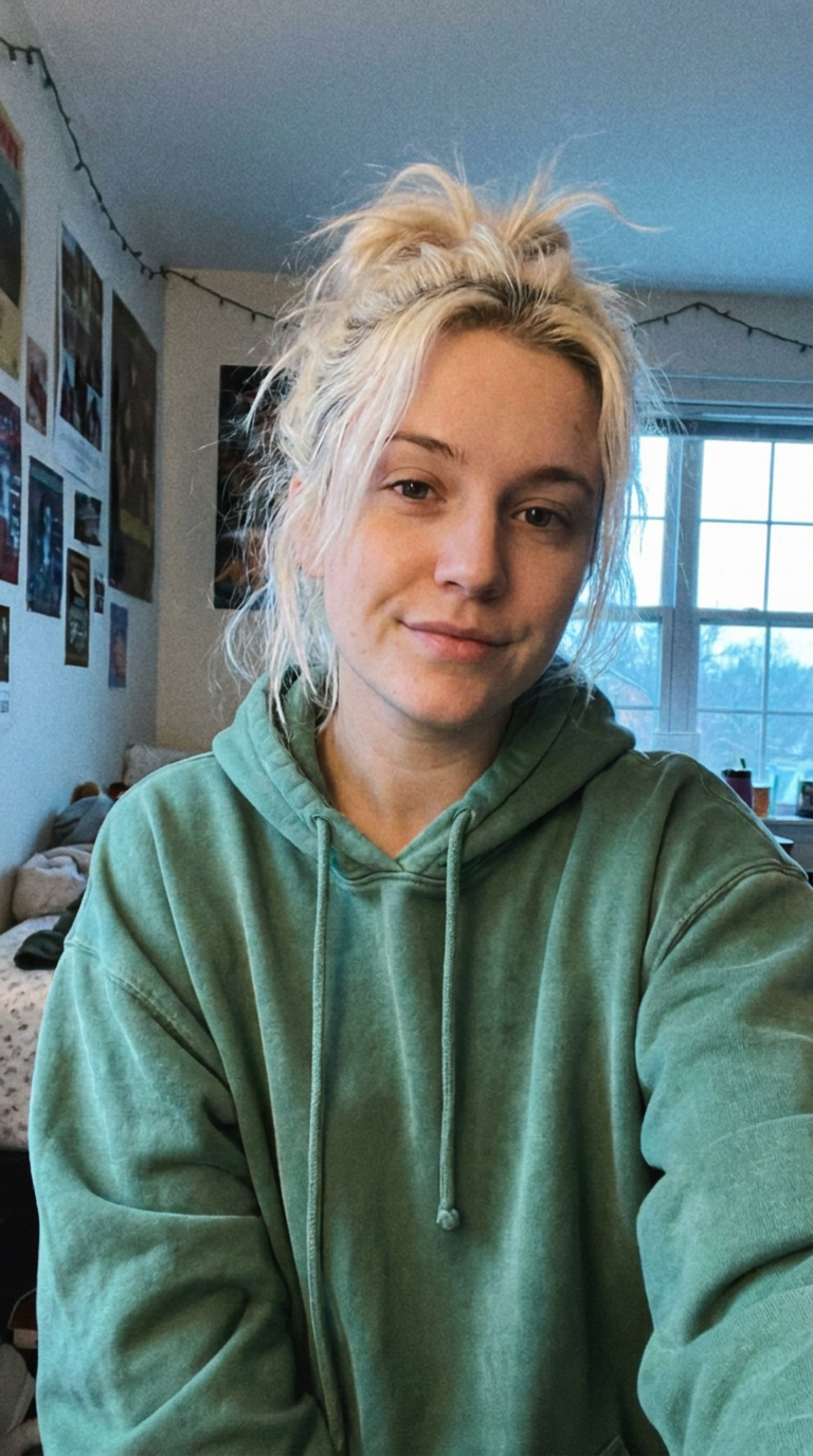 A casual selfie being uploaded